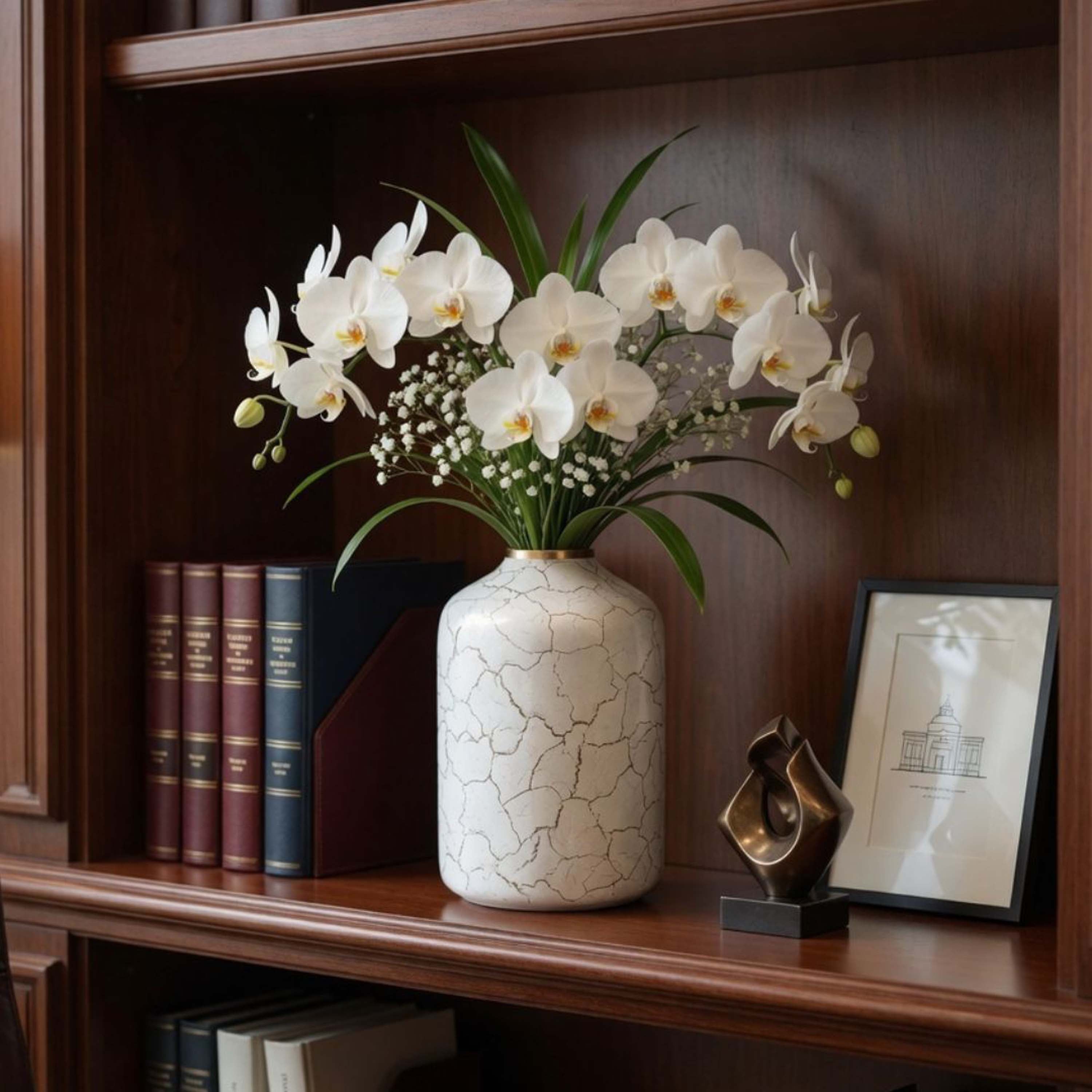 Off-white Metal Flower Vase | Crackled
