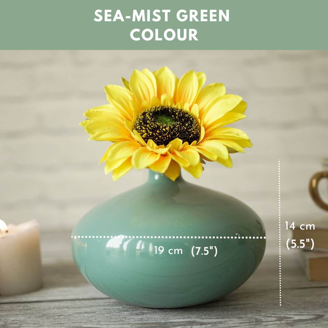 Mist green flower vase with flower. 