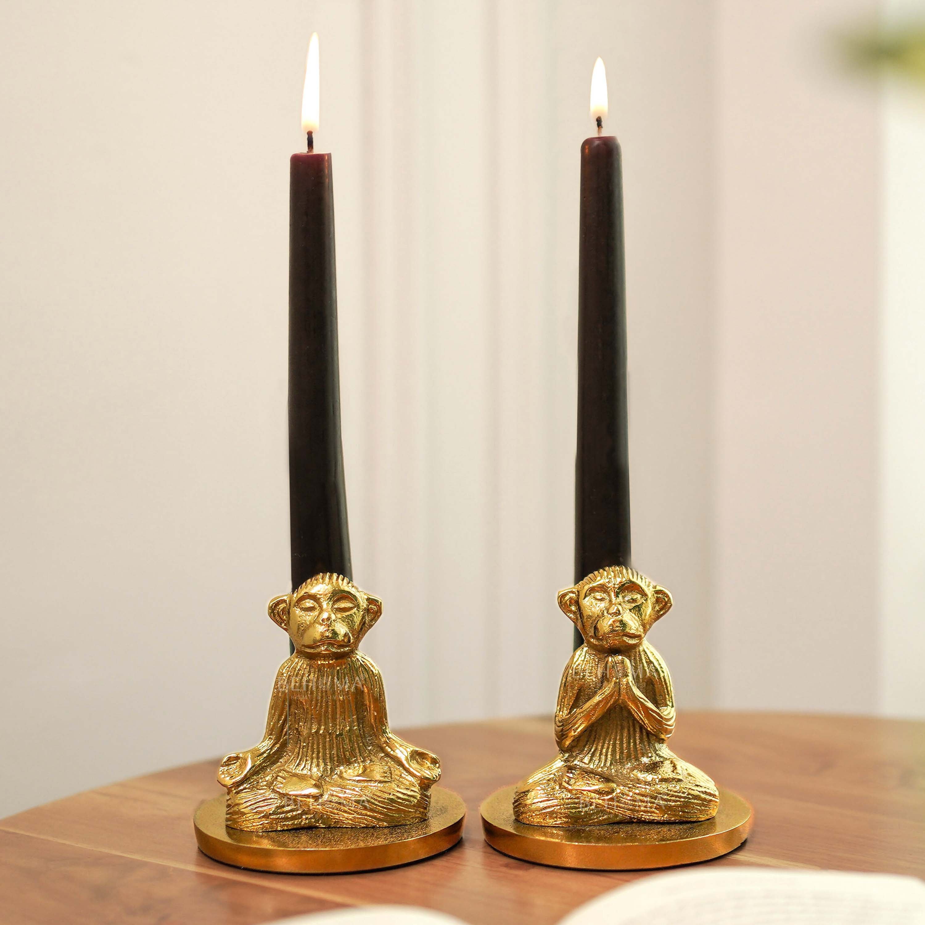 Yoga Monkey Candle Holder Set