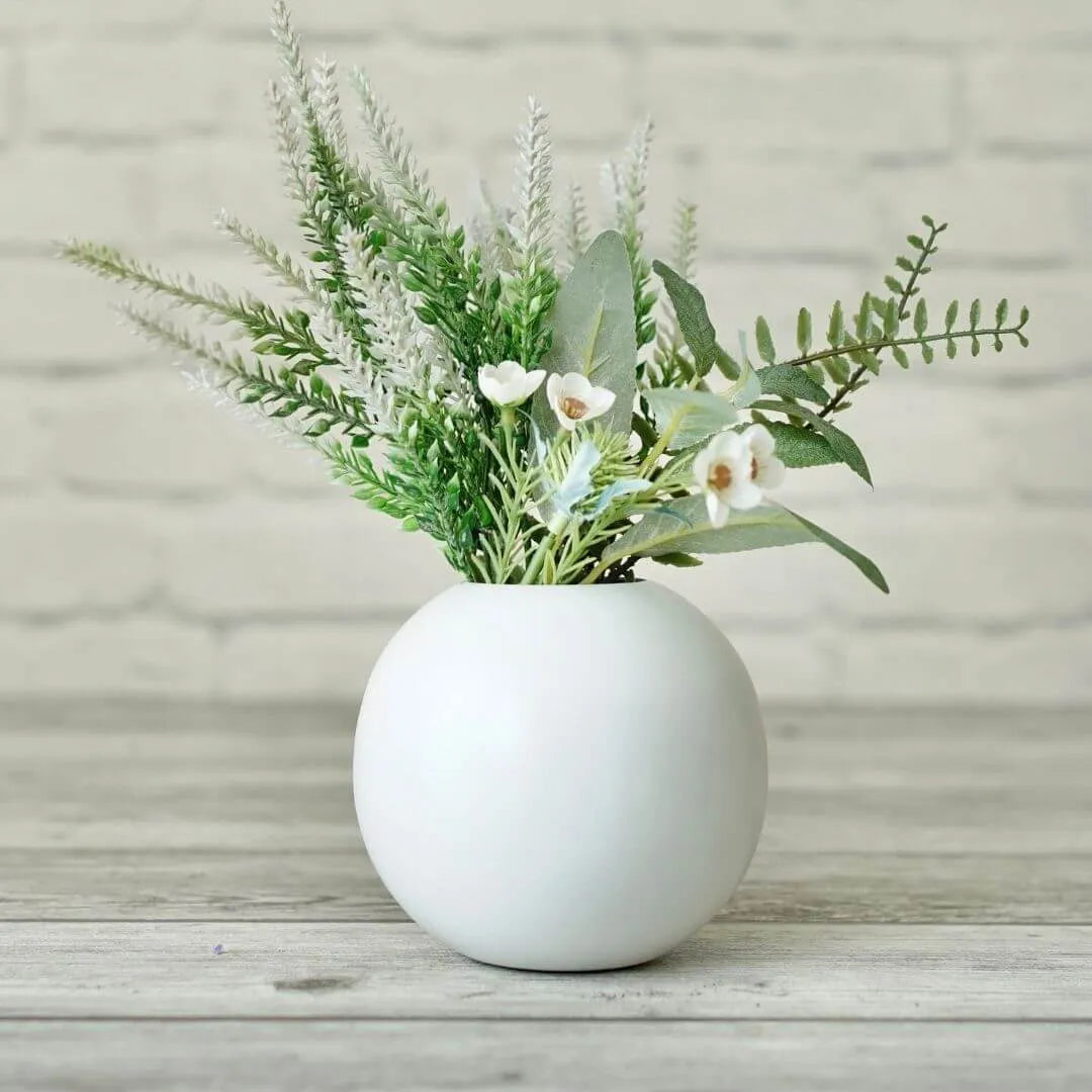 White Ball Flower vase Small