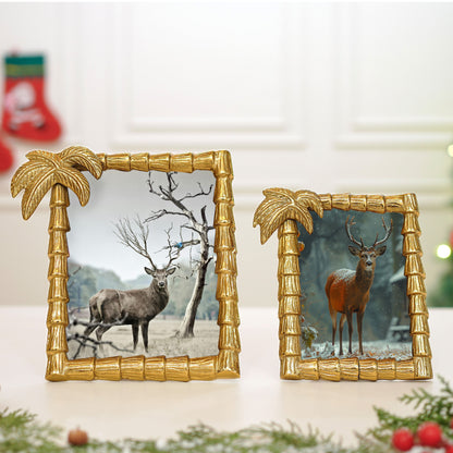 Tropical Gold Palm Tree Frame, Set of 2
