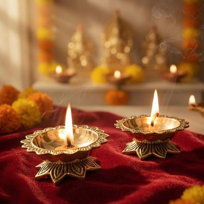 Brass Padma Diyas set