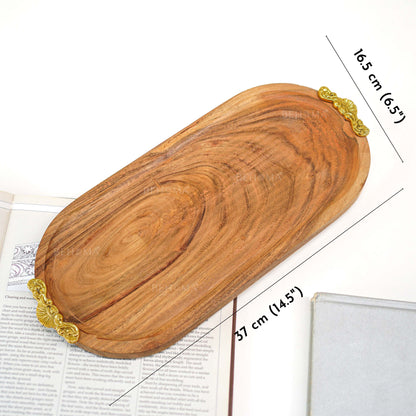 Wood & Brass Tray, Large