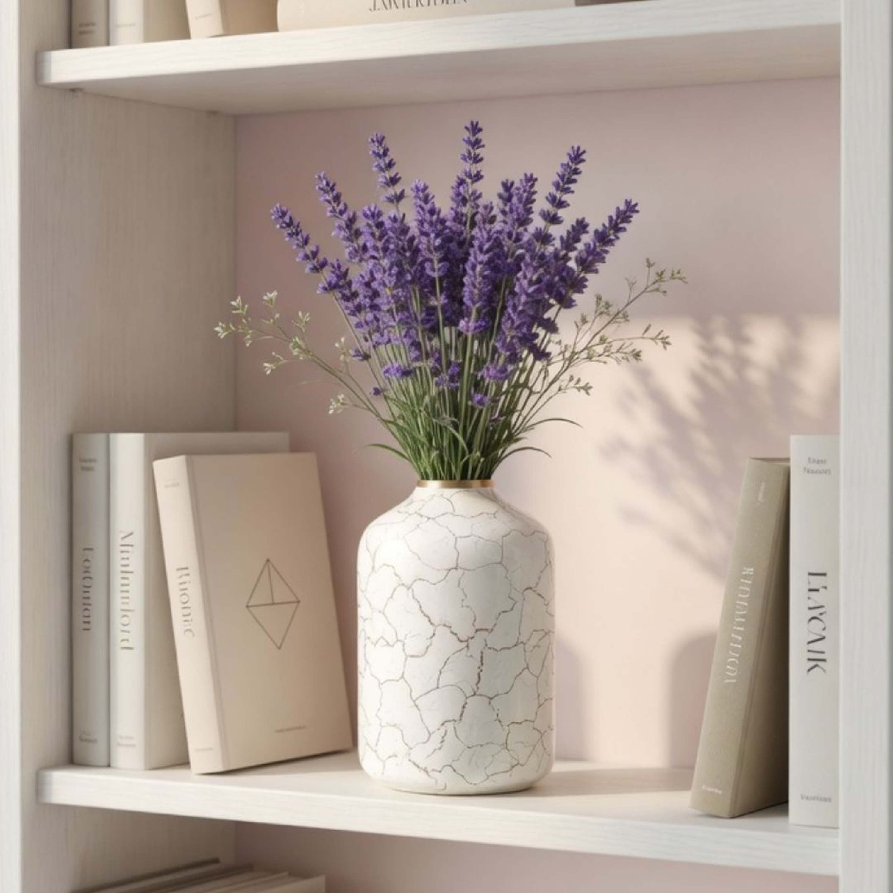 Off-white Metal Flower Vase | Crackled