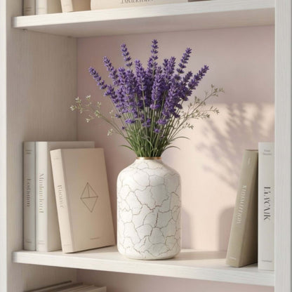 Off-white Metal Flower Vase | Crackled