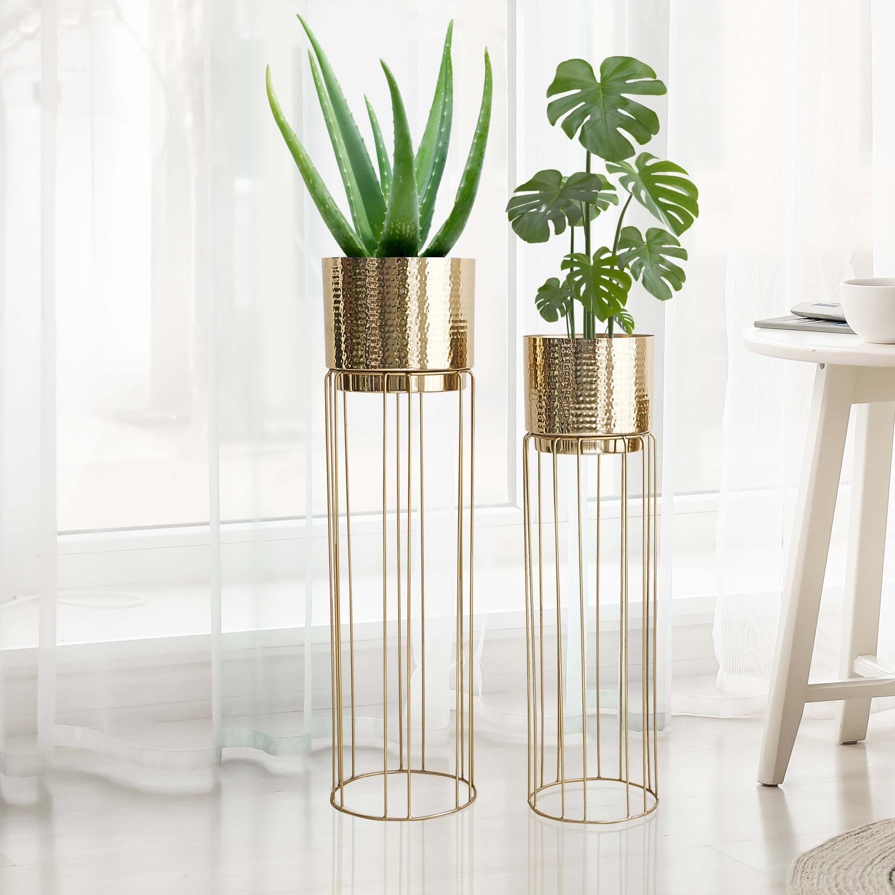 Tall Stand Metal Planter, Set (Planter Only)