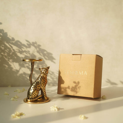 Golden Jaguar Candle Holder