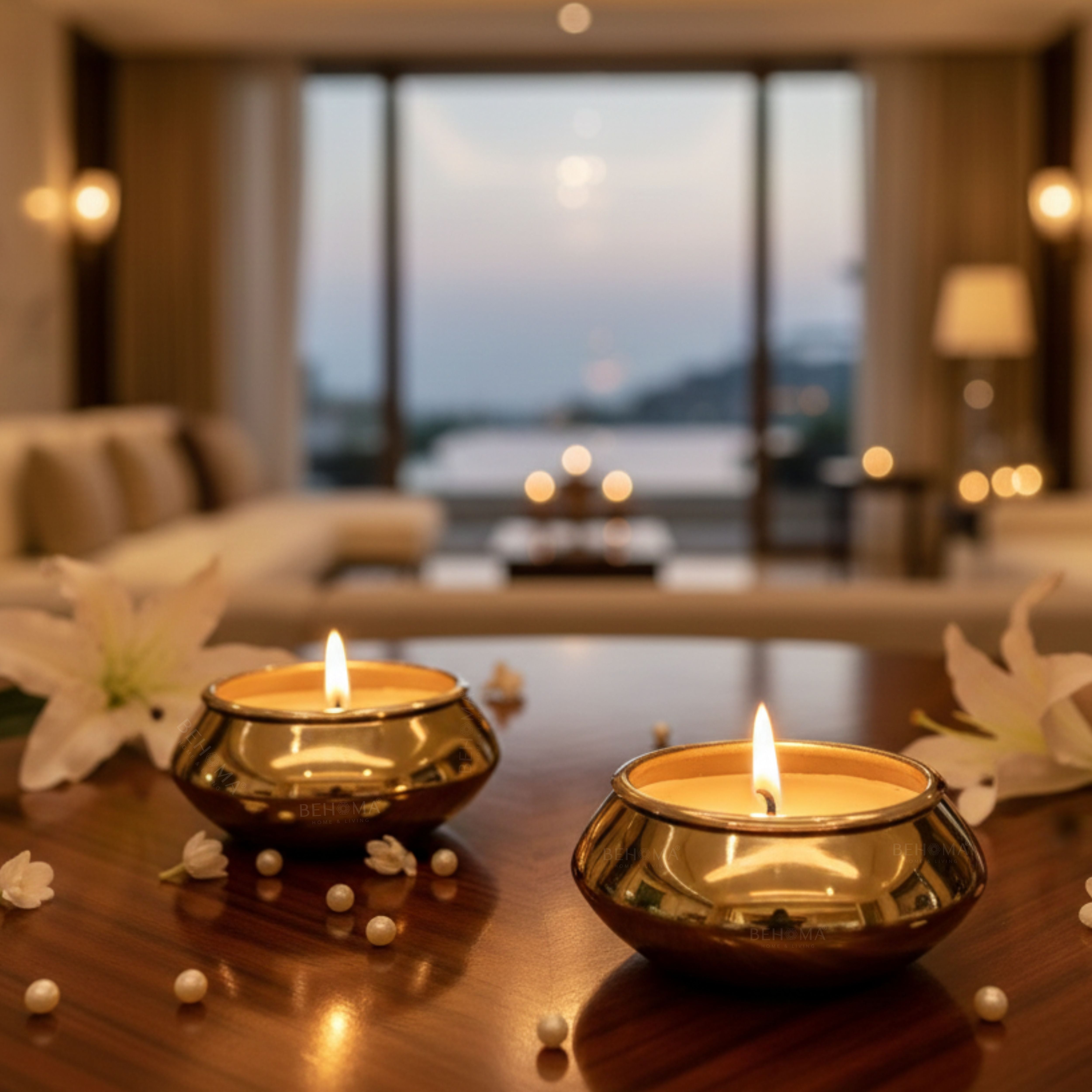 Metal Pebble Pot Scented Candle, Set