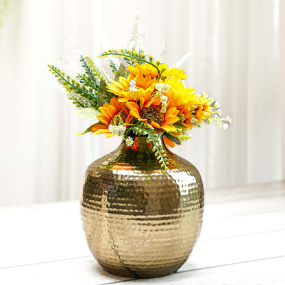 Metal Flower Vase, Hammered