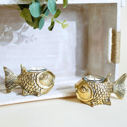 Metal Fish Candle Holder, Set