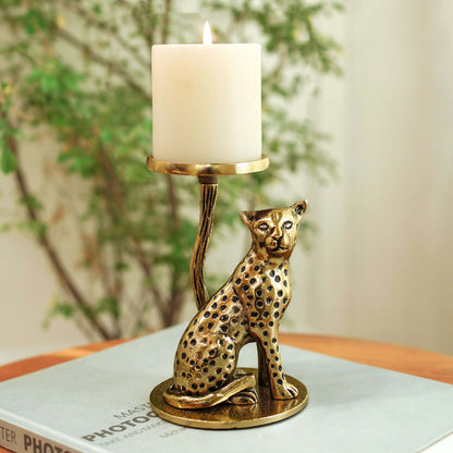 Golden Jaguar Candle Holder