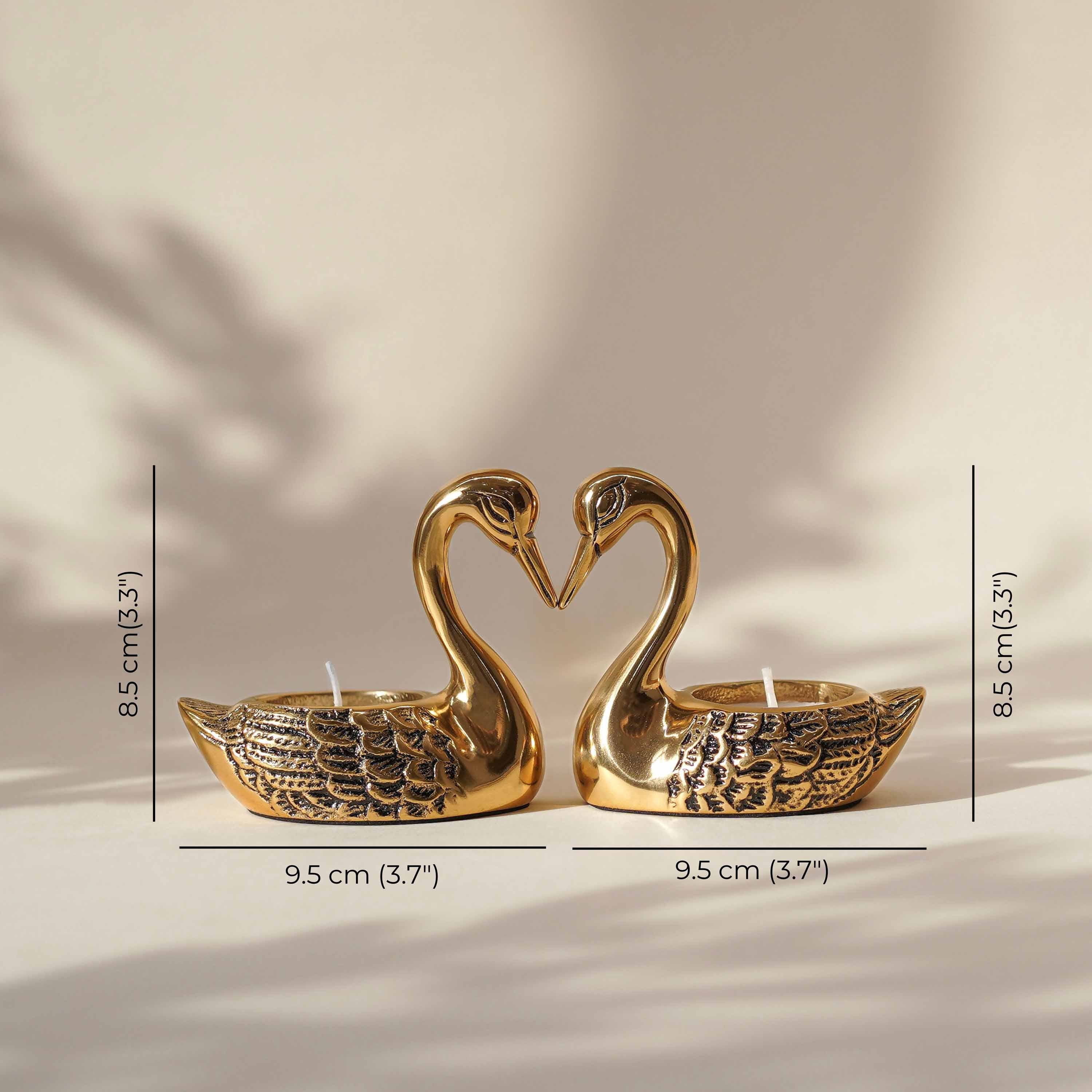 Metal Pair of Swans, T-light Holder