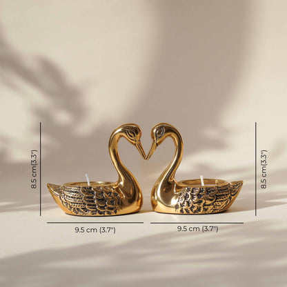 Metal Pair of Swans, T-light Holder
