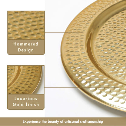 Metal Gold Platter, Decorative metal platter, Metal serving tray, Metal decorative tray