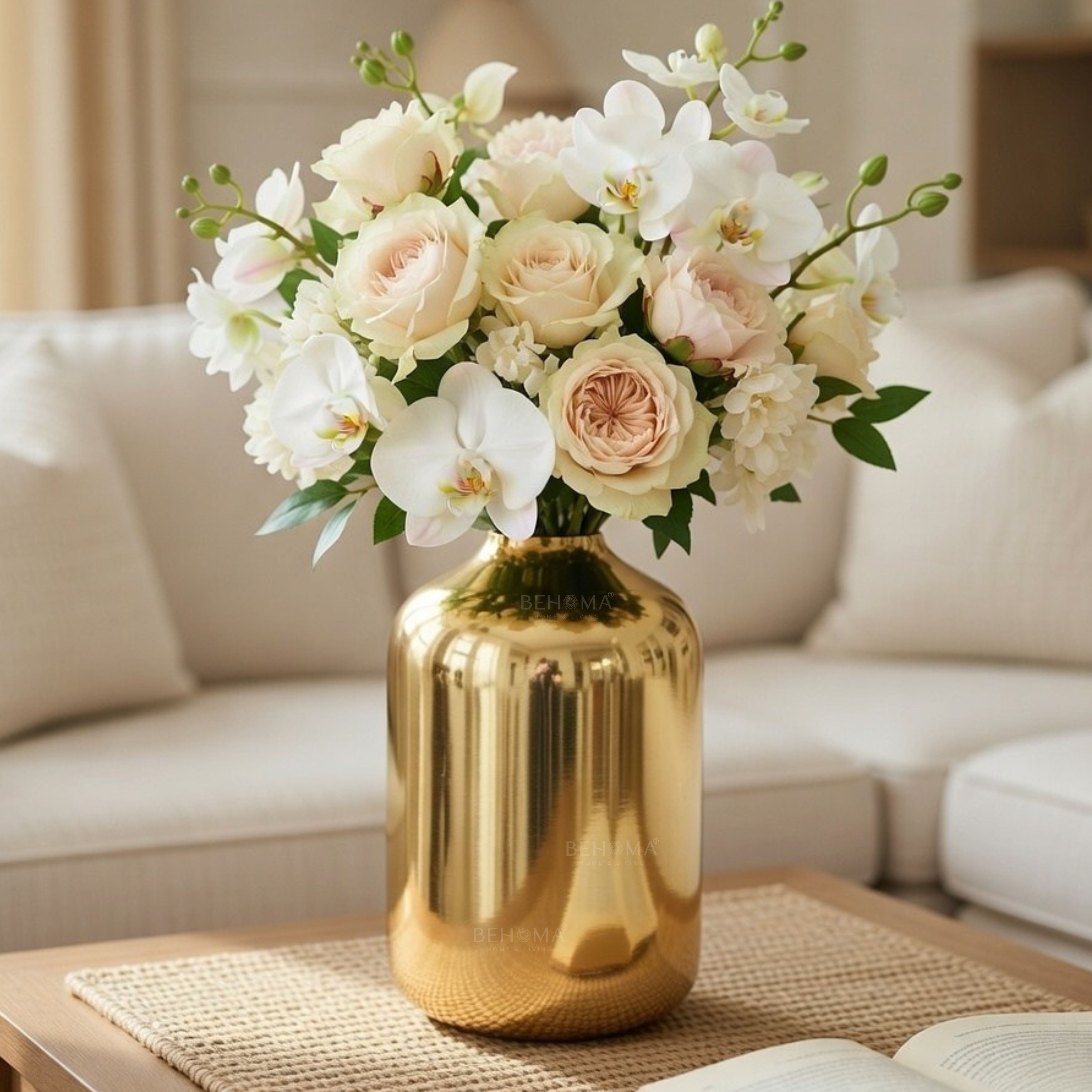 Metal Golden Bottle Flower Vase