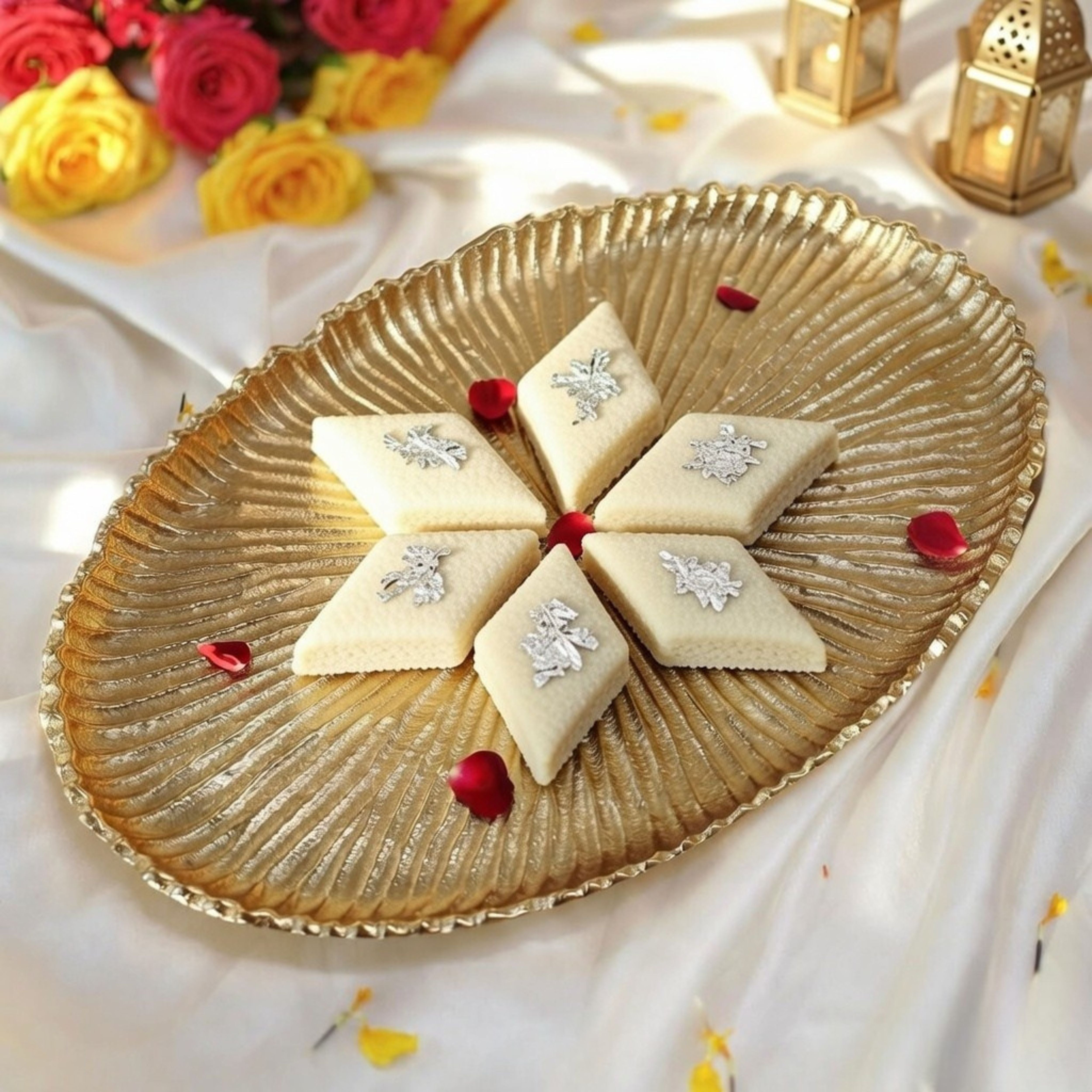 Aluminium Casted Sunburst Tray, Gold