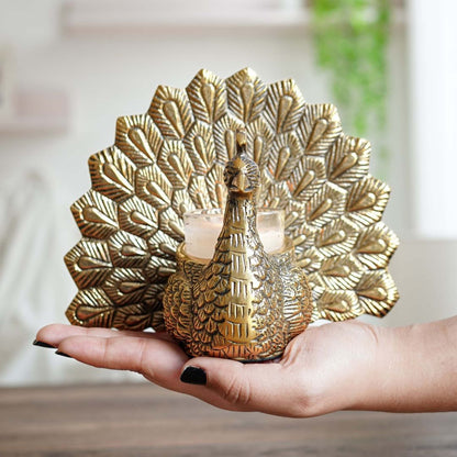 Metal Peacock Candle Holder