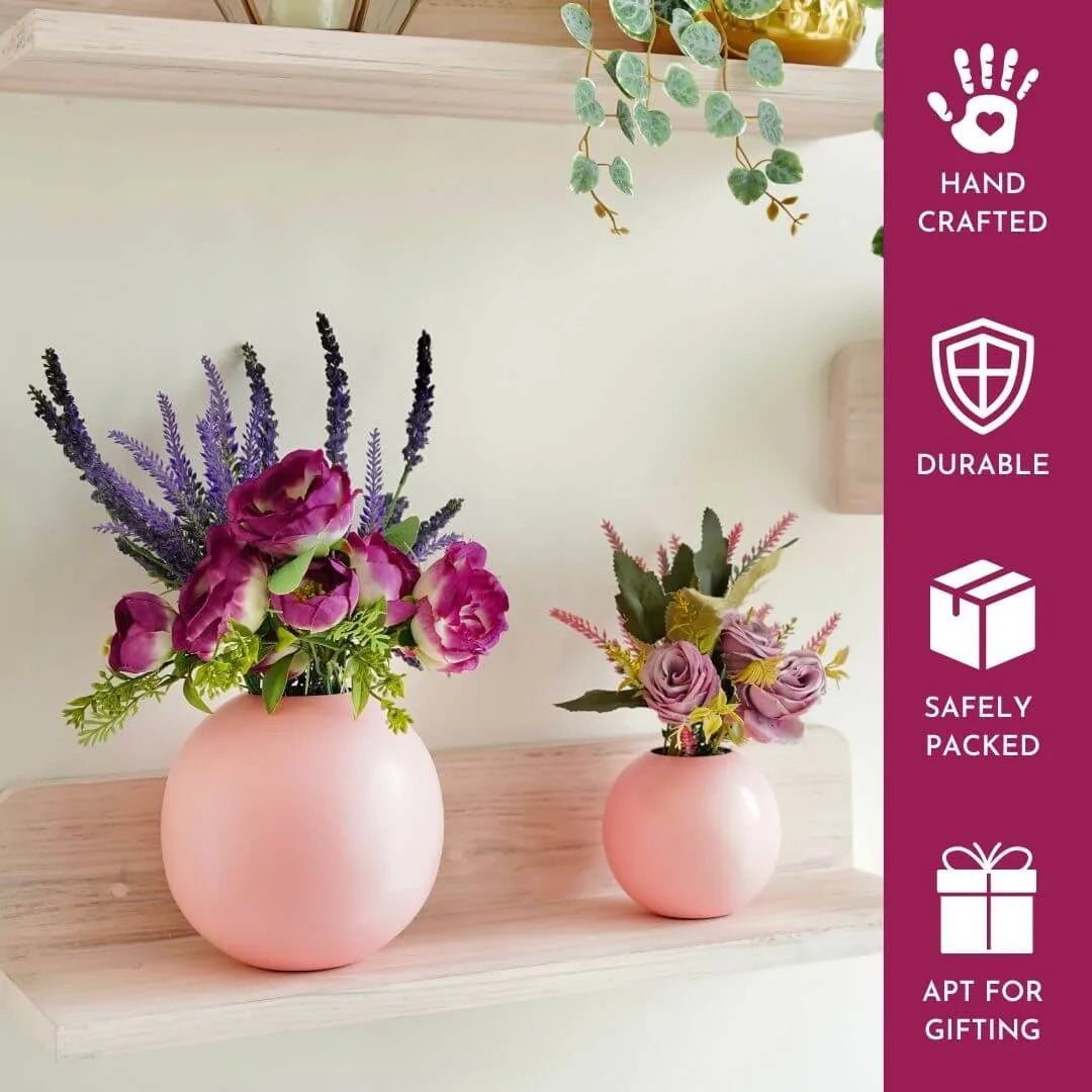 Ball Flower vase pink set of 2 
