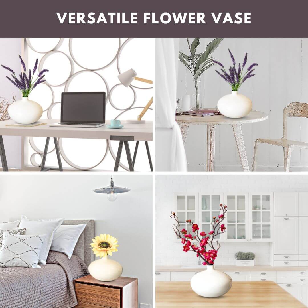 White metal flower vase Wide 