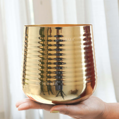 Ribbed Metal Planter, Small (Pot Only)