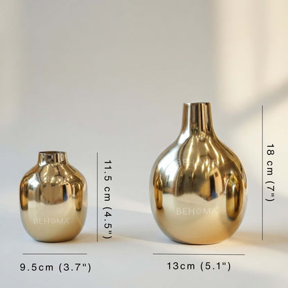 Golden Metal Flower Vase Set of 2