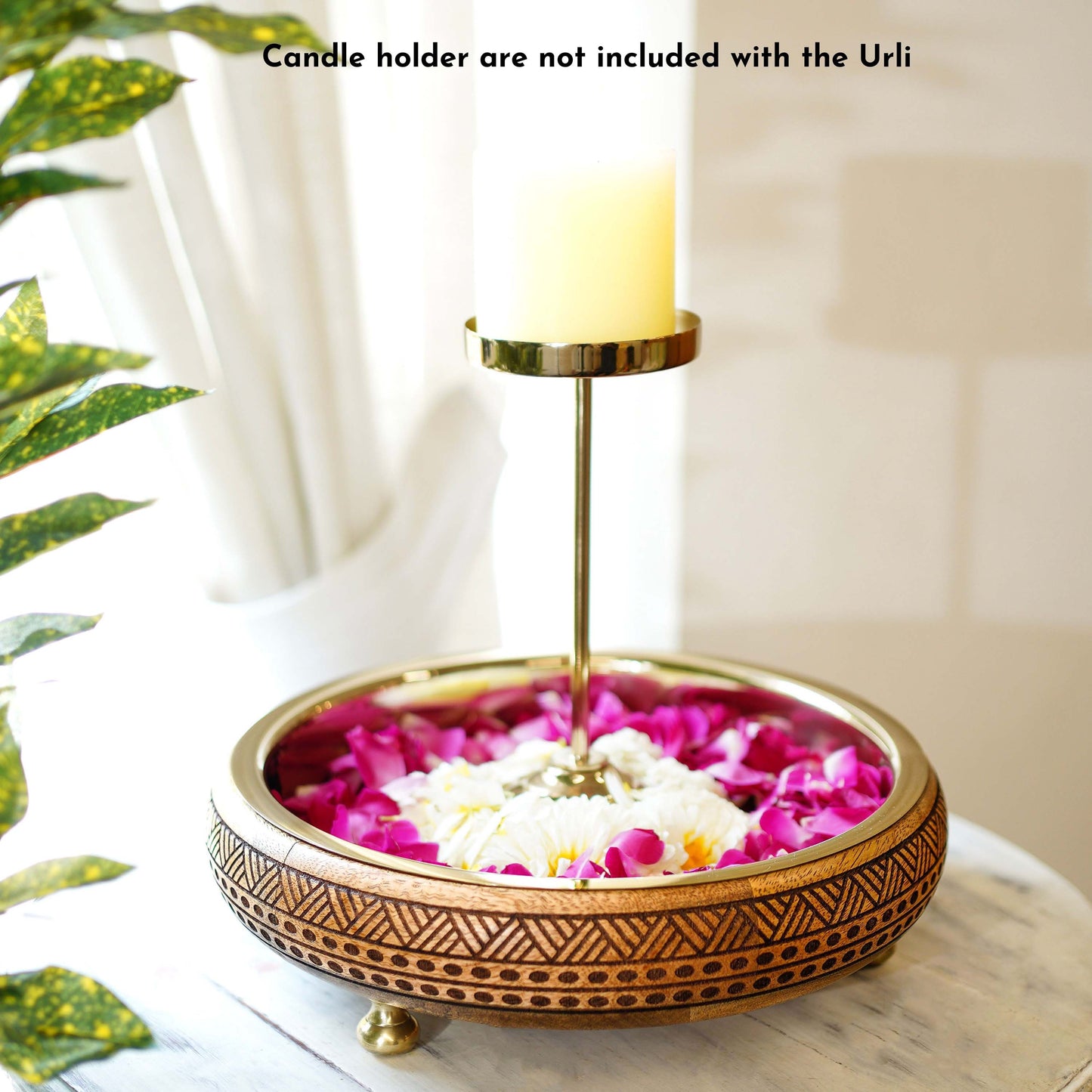 Wooden urli bowl, Traditional urli bowl, Metal urli bowl, Decorative urli bowl