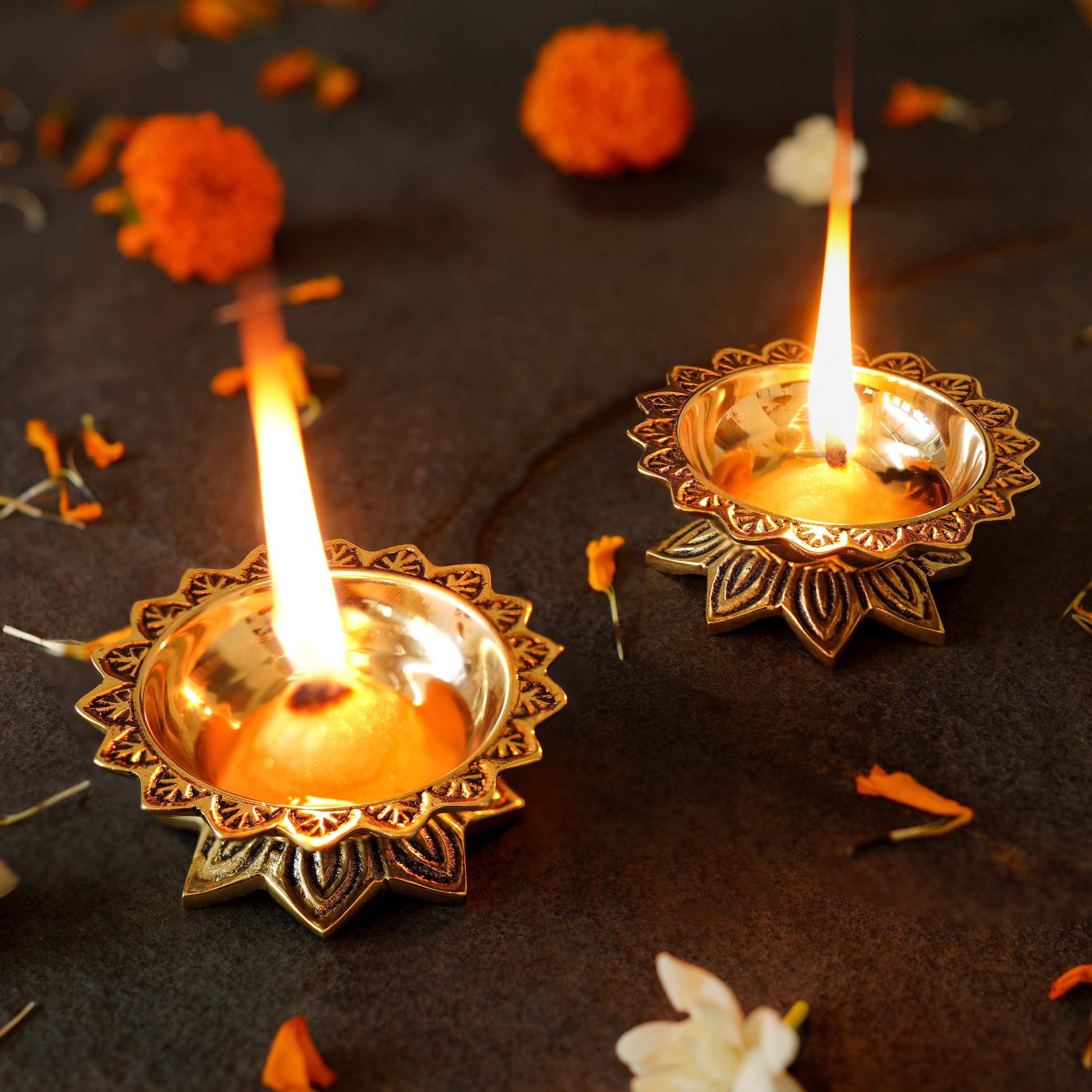 Brass Padma Diyas set