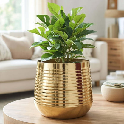 Metal Ribbed Planter, Large (Pot Only)