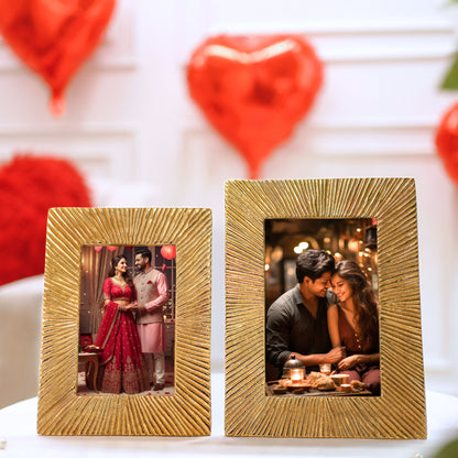 Sunburst Photo Frame, Gold, Set of 2