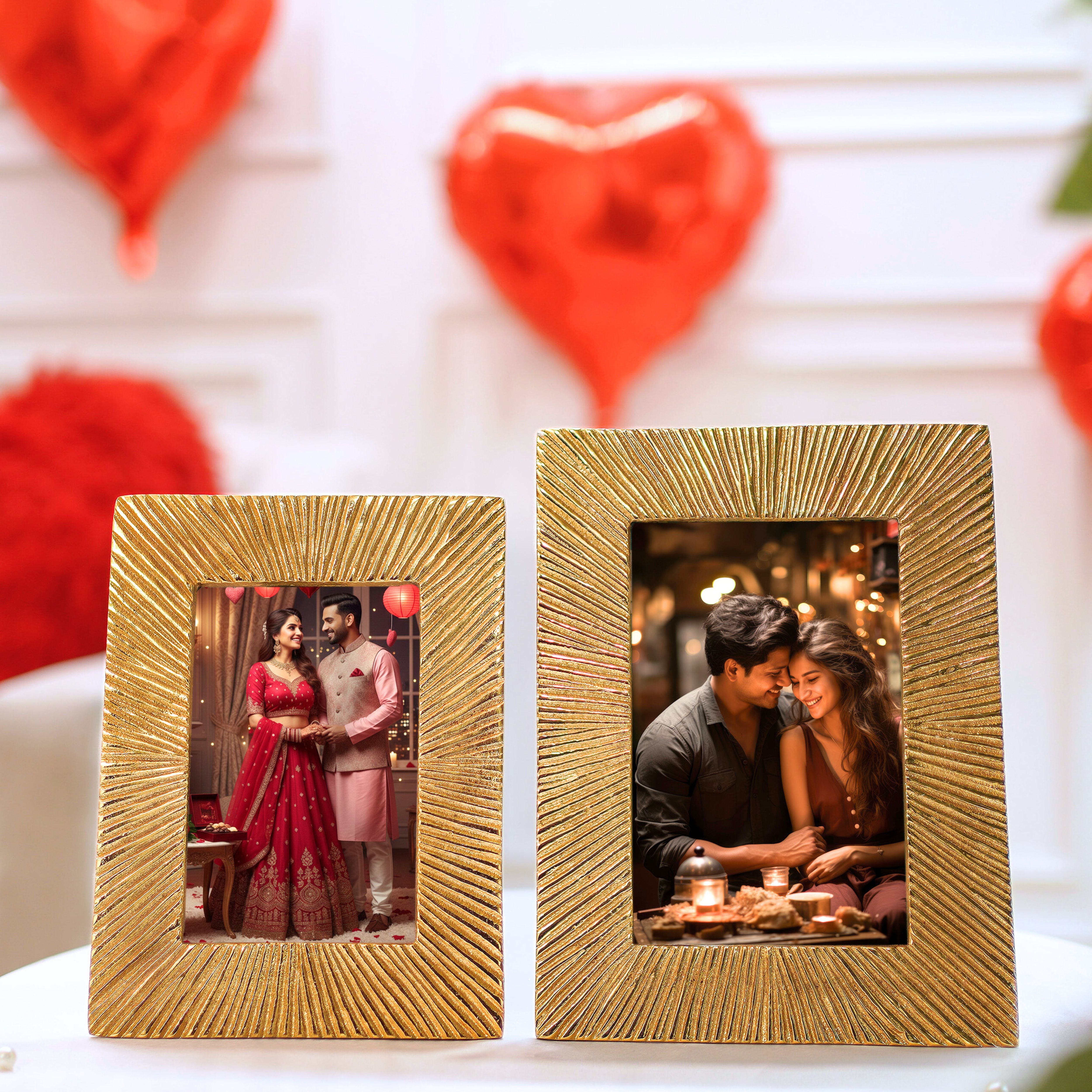 Sunburst Photo Frame, Gold, Set of 2