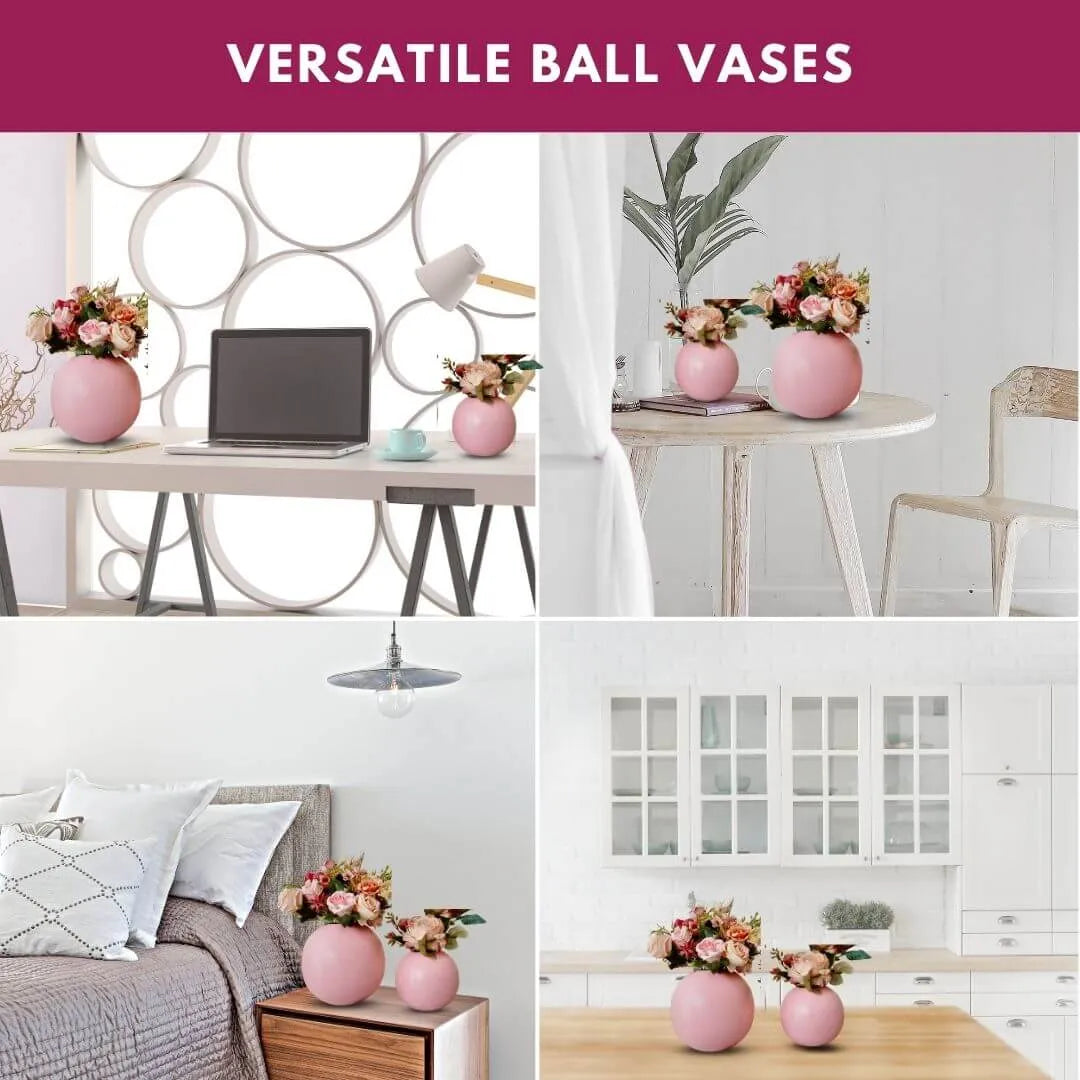 Ball Flower vase pink set of 2 
