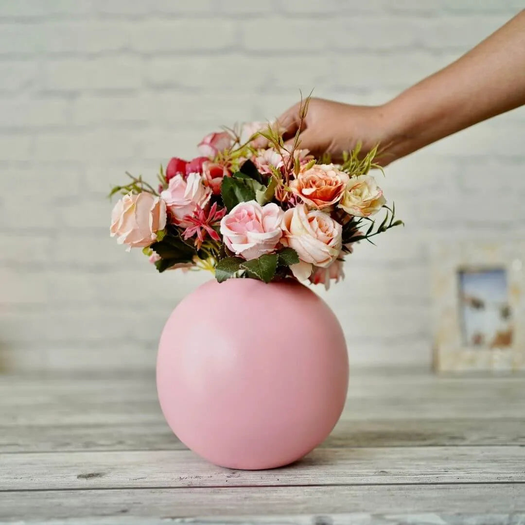 Metal Flower Vase Large | Pink - Behoma