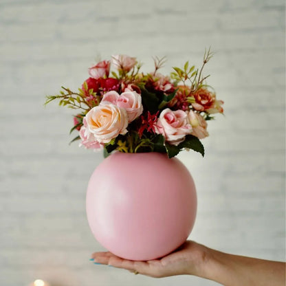 Metal Flower Vase Large | Pink - Behoma