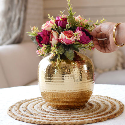 Metal Flower Vase, Hammered