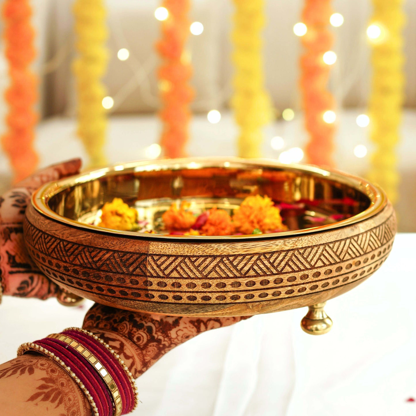 Heritage Charm Urli, Wood & SS