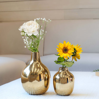 Golden Metal Flower Vase Set of 2