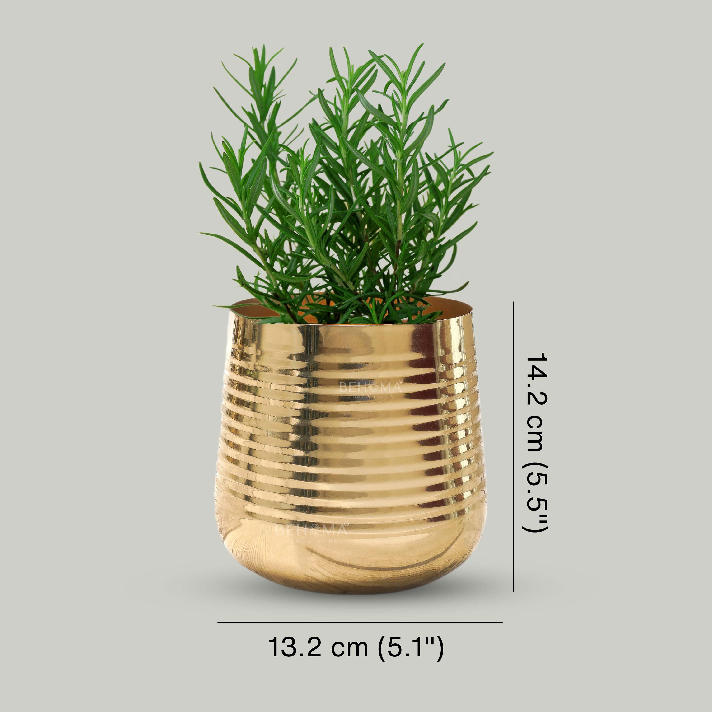 Ribbed Metal Planter, Small (Pot Only)