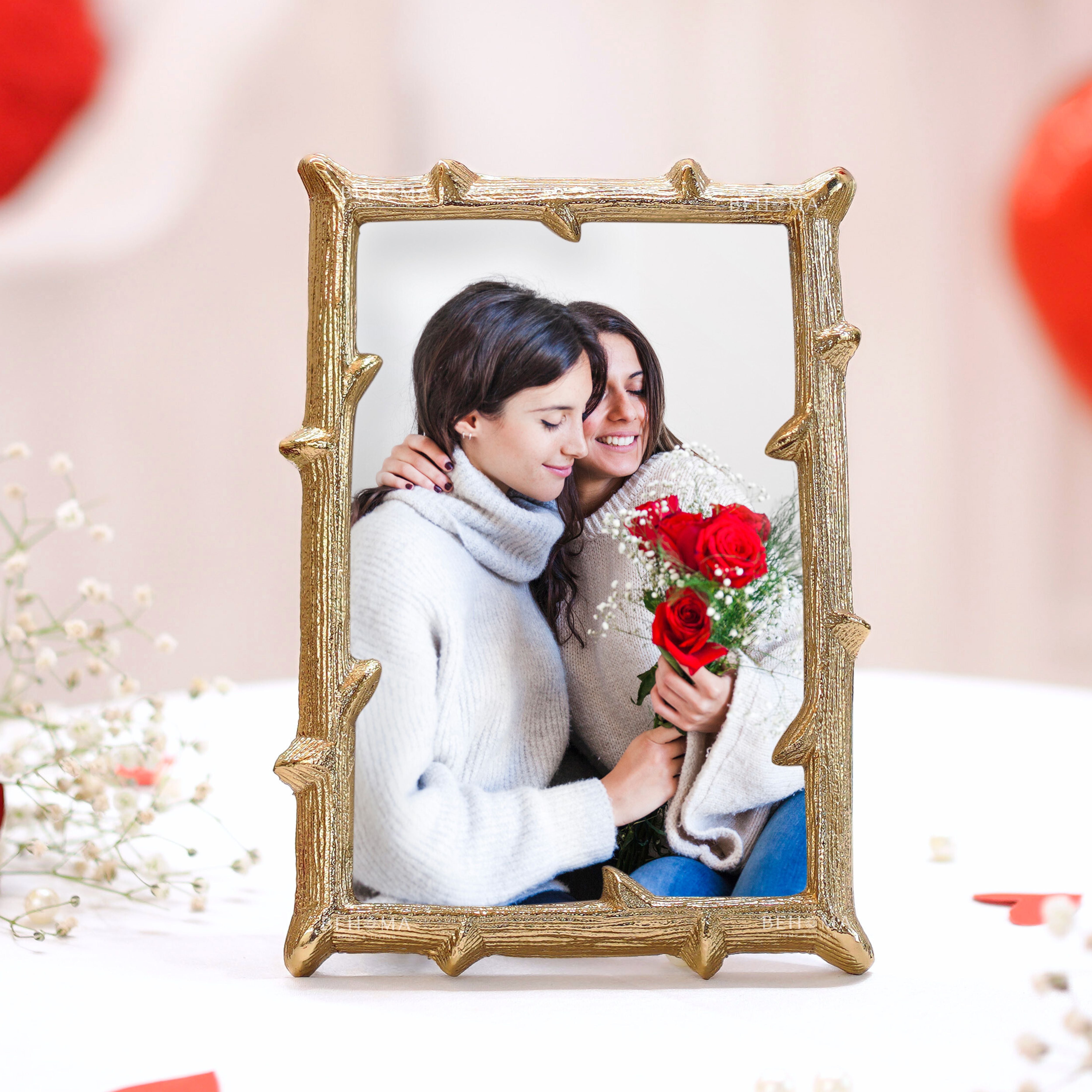 Metal Twig Frame, Gold- (4x6)