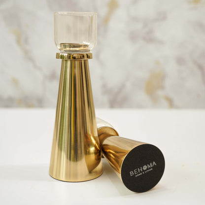 Metal T-light Holder, Set of 2 - Gold