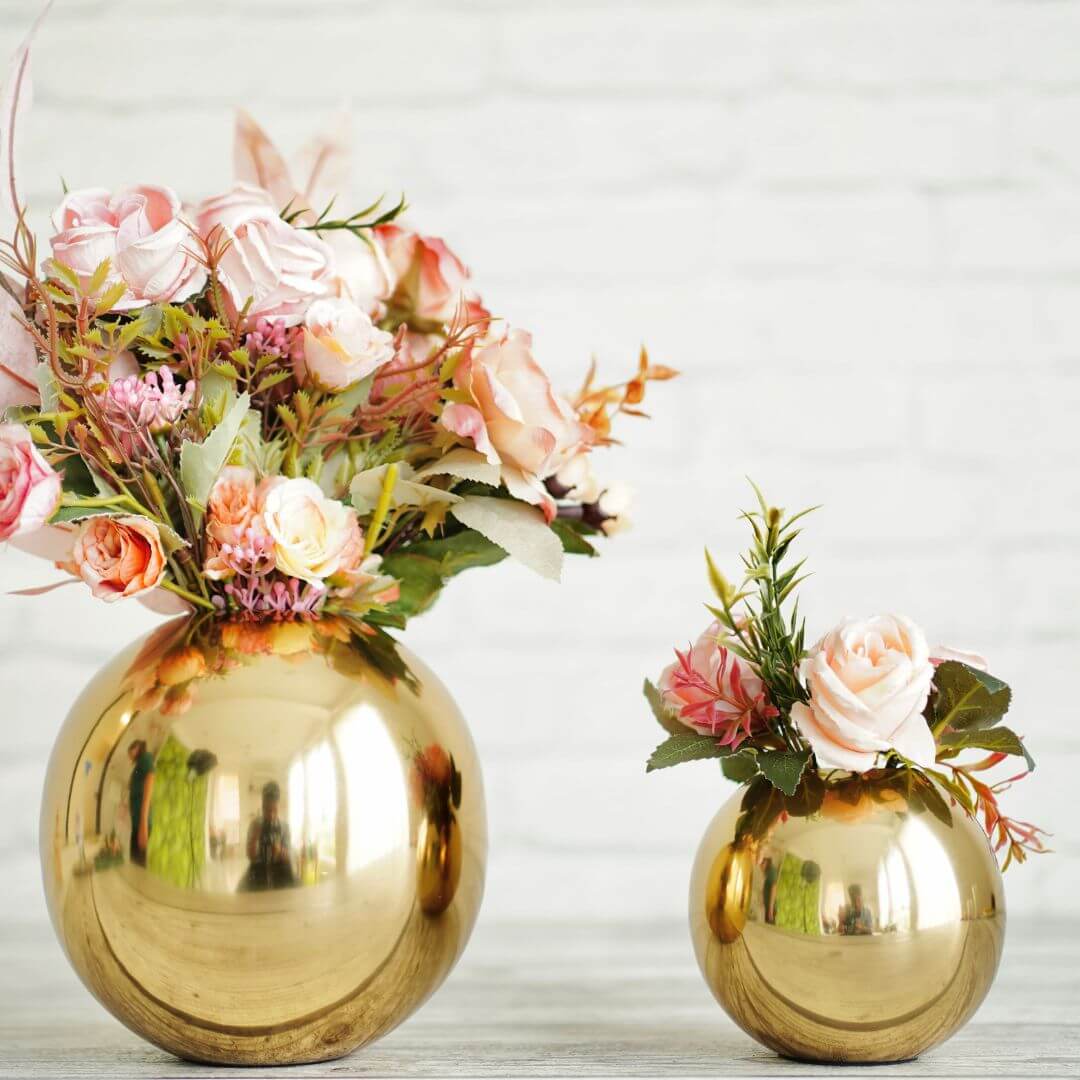 Gold ball flower vase set of 2 