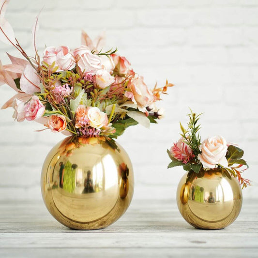 Metal Decor flower vase with flower set of 2 