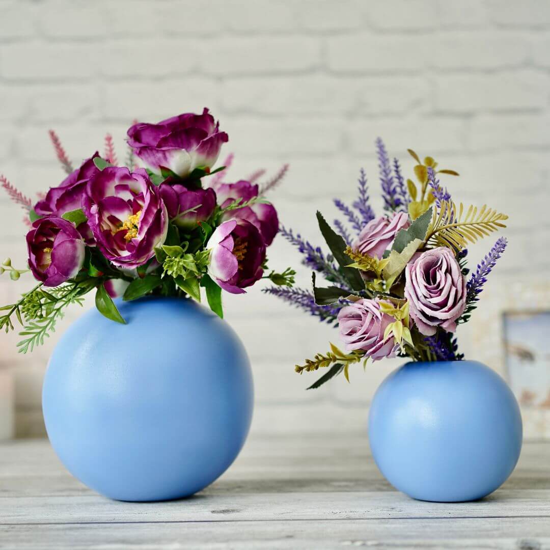 Flower vase blue set of 2 