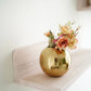 Metal ball flower vase gold small