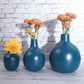 Opal blue metal Flower vase - set of 3 