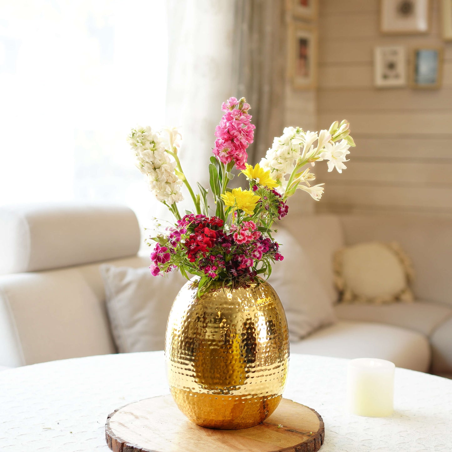 Metal flower vase, vase for home decor, golden vase