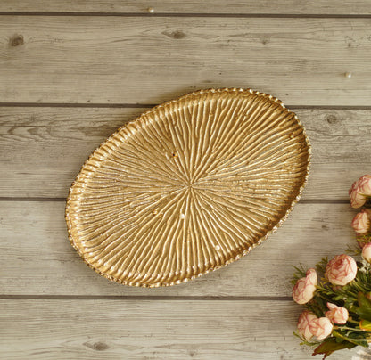 Aluminium Casted Sunburst Tray, Gold