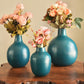 Opal blue metal Flower vase - set of 3 
