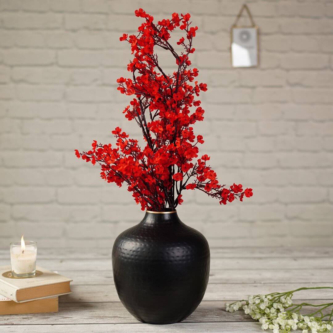 Metal vase - Black with flower