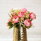 Embossed Metal Flower Vase - with flower