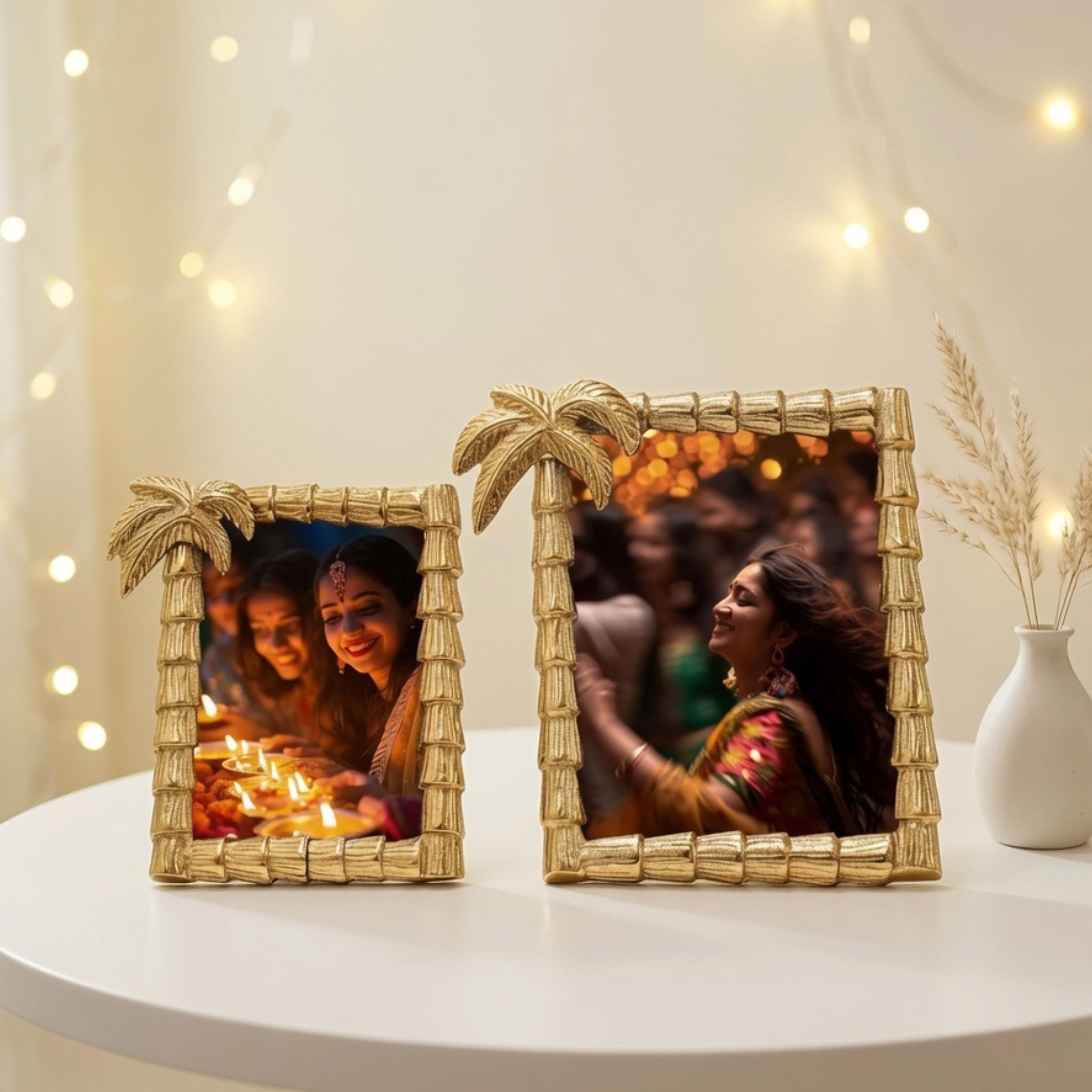 Tropical Gold Palm Tree Frame, Set of 2